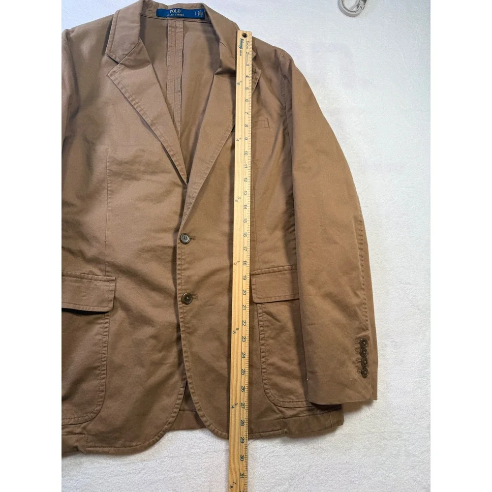 Polo Ralph Lauren Mens Large Khaki Tan Cotton 2 Button Blazer Sport Coat LG - Picture 9 of 12
